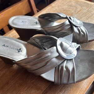Women's Silver Buckle Mules